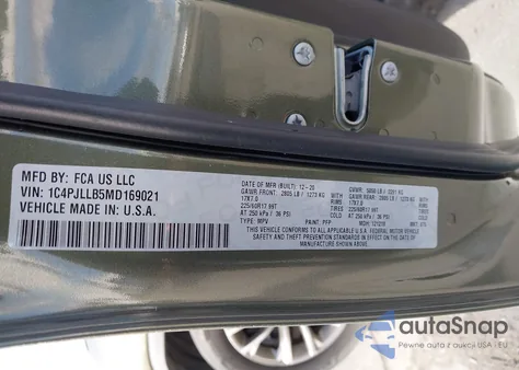 2021 Jeep Cherokee Latitude Plus Fwd from USA, damaged, VIN 1C4PJLLB5MD169021